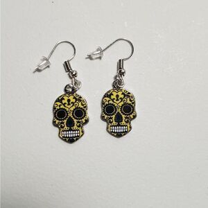Handmade Halloween Day of the Dead Dia De Muertos candy skull earrings